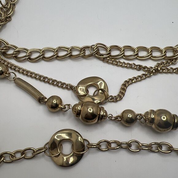 Lightweight Draped Gold Tone Metal Chain Link Clip 44”Belt - Picture 2 of 4